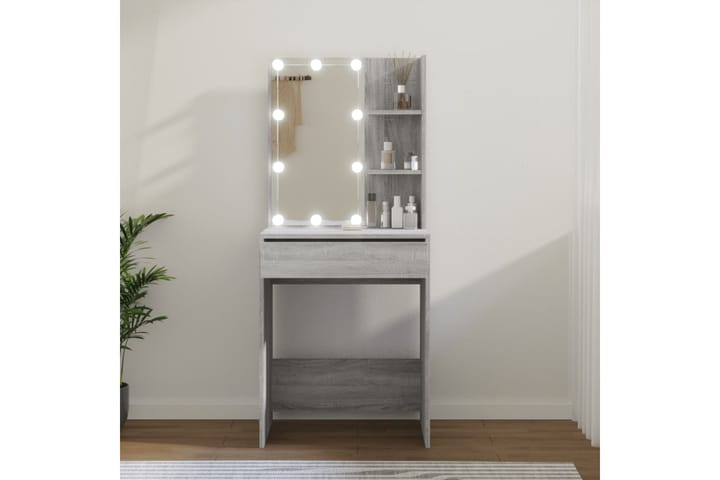 beBasic Peilipöytä LED-valoilla harmaa Sonoma 60x40x140 cm - Harmaa - Meikki- & kampauspöydät