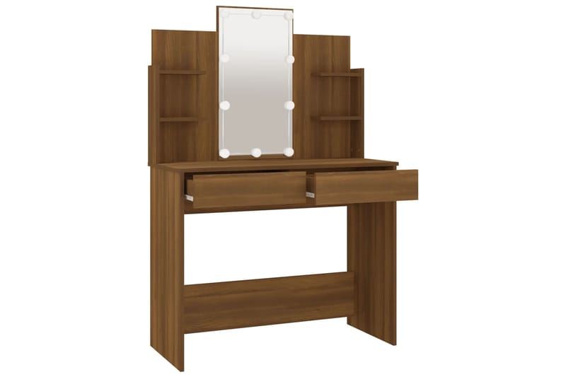 beBasic Peilipöytä LED-valoilla ruskea tammi 96x40x142 cm - Ruskea - Huonekalut - Pöytä & ruokailuryhmä - Meikki- & kampauspöydät