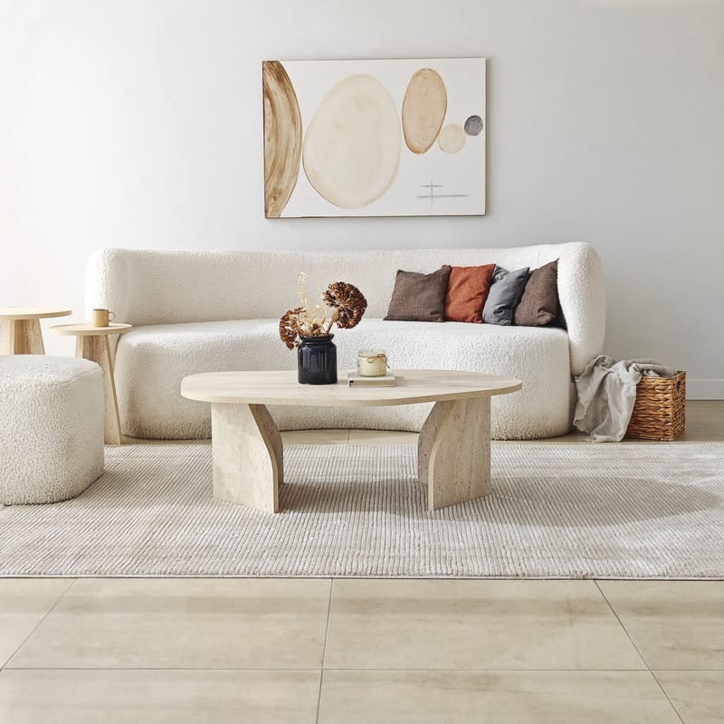 Berriaren Sohvapöytä 100 cm - travertiini ja fume - Huonekalut - Pöytä & ruokailuryhmä - Sohvapöytä