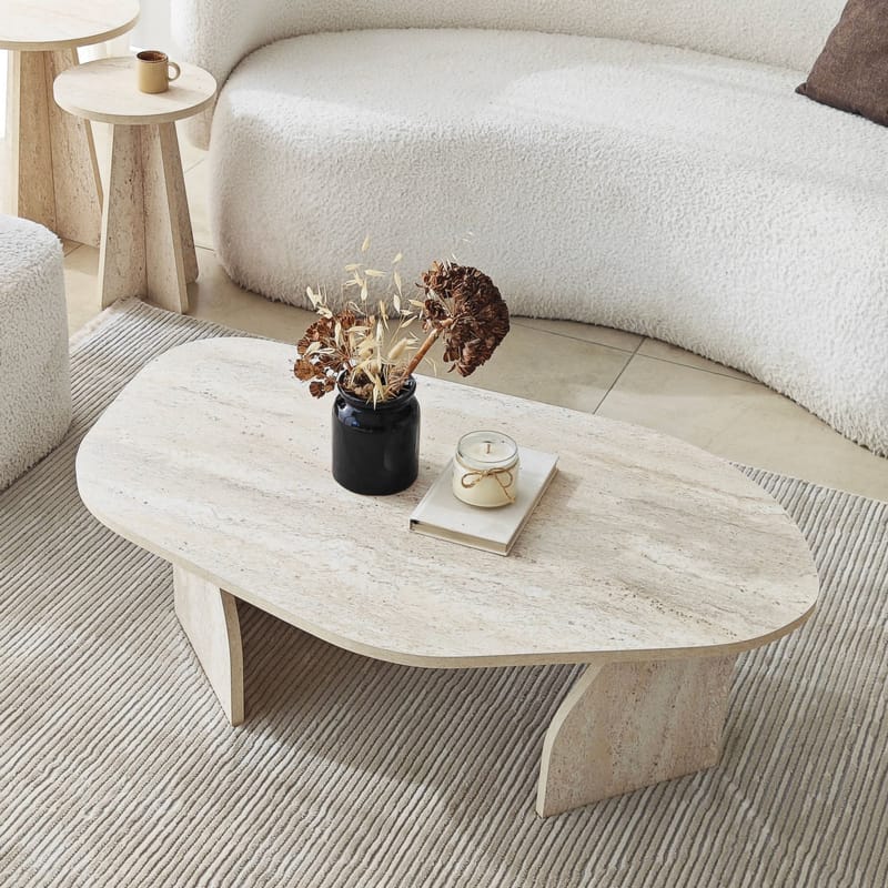 Berriaren Sohvapöytä 100 cm - travertiini ja fume - Huonekalut - Pöytä & ruokailuryhmä - Sohvapöytä