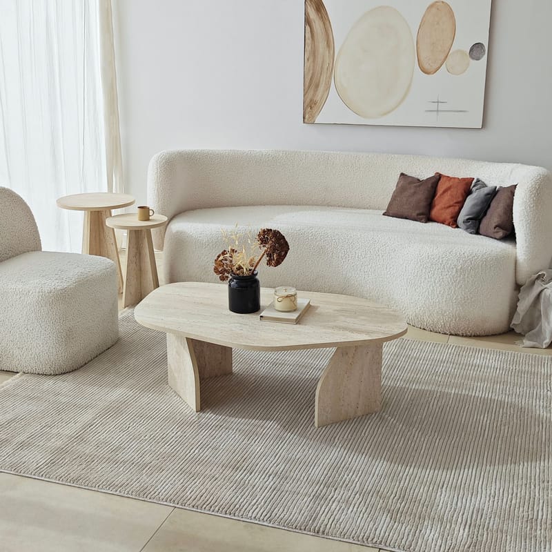 Berriaren Sohvapöytä 100 cm - travertiini ja fume - Huonekalut - Pöytä & ruokailuryhmä - Sohvapöytä