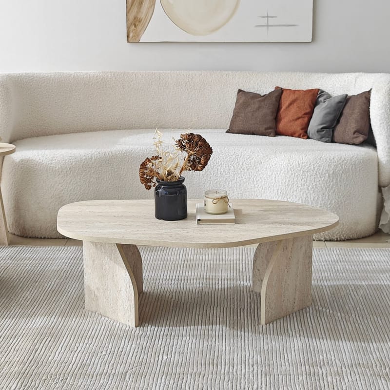 Berriaren Sohvapöytä 100 cm - travertiini ja fume - Huonekalut - Pöytä & ruokailuryhmä - Sohvapöytä