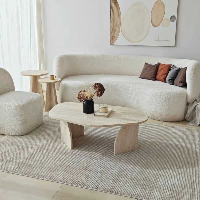 Berriaren Sohvapöytä 100 cm - travertiini ja fume - Huonekalut - Pöytä & ruokailuryhmä - Sohvapöytä