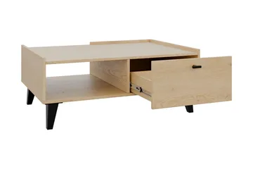 Betsi suorakulmainen sohvapöytä 100 cm laatikoilla puuta metallijaloilla - Beige - Huonekalut - Pöytä & ruokailuryhmä - Sohvapöytä
