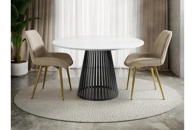 Beylen Ruokapöytä 100 cm, pyöreä - Valkoinen/Musta - Huonekalut - Pöytä & ruokailuryhmä - Ruokapöydät & keittiön pöydät