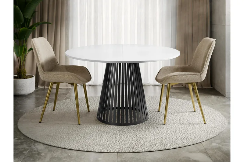 Beylen Ruokapöytä 100 cm, pyöreä - Valkoinen/Musta - Huonekalut - Pöytä & ruokailuryhmä - Ruokapöydät & keittiön pöydät