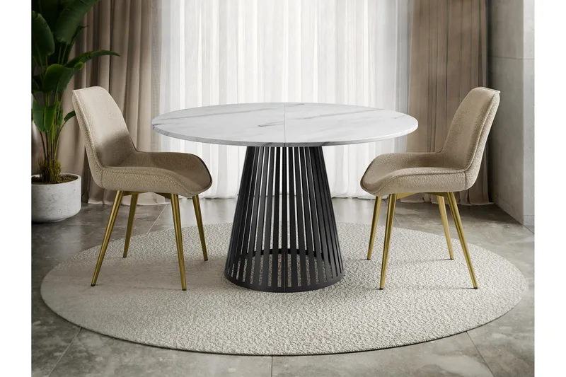 Beylen Ruokapöytä 100 cm, pyöreä - Valkoinen/Musta - Huonekalut - Pöytä & ruokailuryhmä - Ruokapöydät & keittiön pöydät