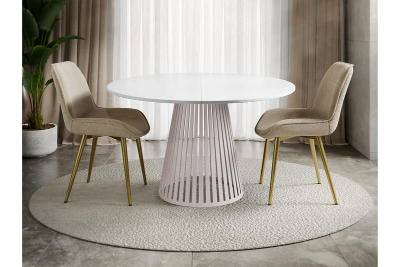 Beylen Ruokapöytä 100 cm, pyöreä - Valkoinen/Beige - Huonekalut - Pöytä & ruokailuryhmä - Ruokapöydät & keittiön pöydät