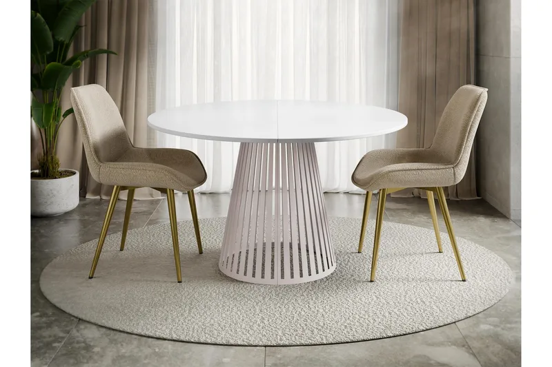 Beylen Ruokapöytä 100 cm, pyöreä - Valkoinen/Beige - Huonekalut - Pöytä & ruokailuryhmä - Ruokapöydät & keittiön pöydät