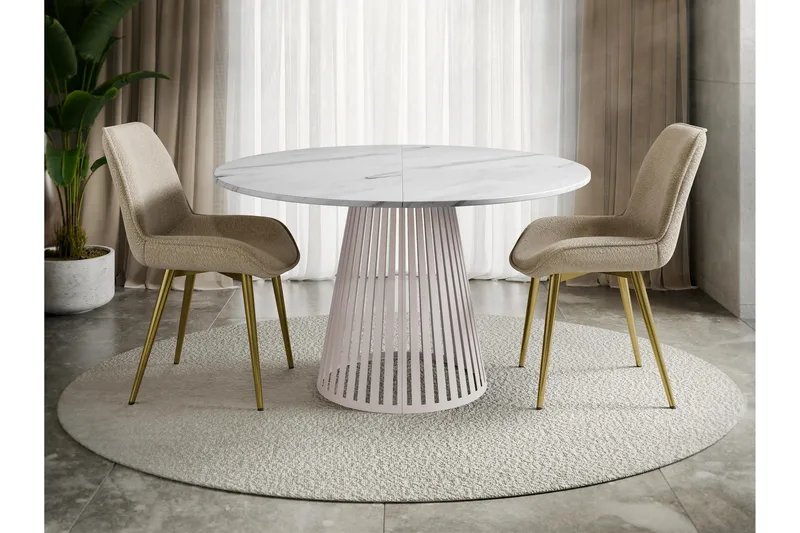 Beylen Ruokapöytä 120 cm, pyöreä - Valkoinen/Beige - Huonekalut - Pöytä & ruokailuryhmä - Ruokapöydät & keittiön pöydät