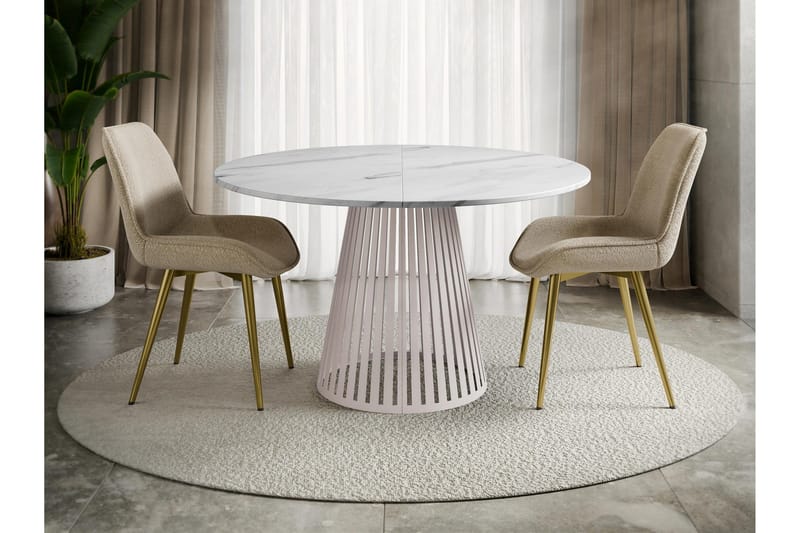 Beylen Ruokapöytä 120 cm, pyöreä - Valkoinen/Beige - Huonekalut - Pöytä & ruokailuryhmä - Ruokapöydät & keittiön pöydät