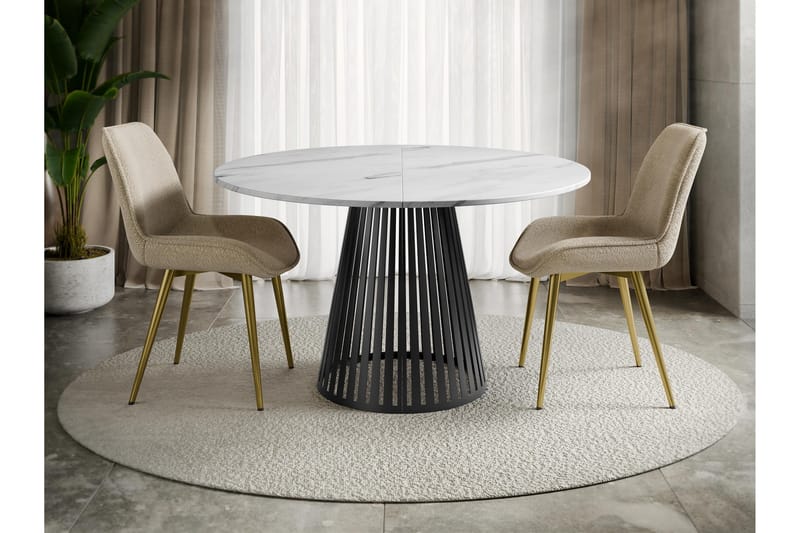 Beylen Ruokapöytä 120 cm, pyöreä - Valkoinen/Musta - Huonekalut - Pöytä & ruokailuryhmä - Ruokapöydät & keittiön pöydät