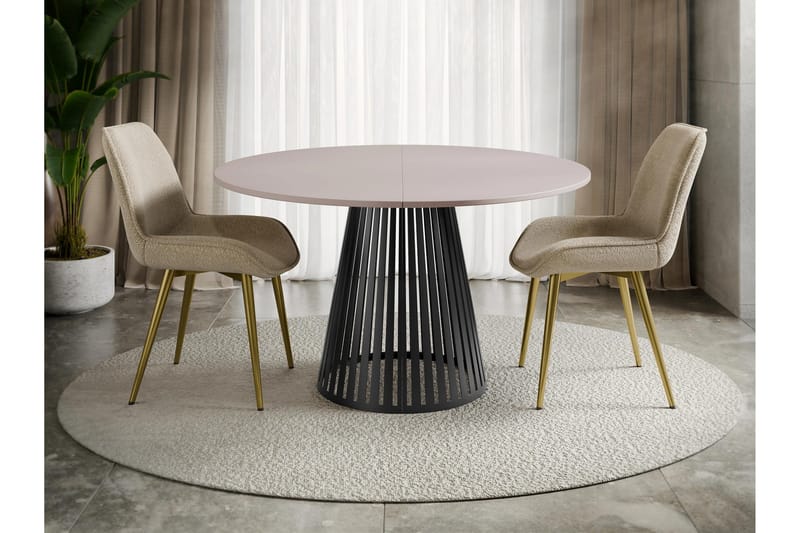 Beylen Ruokapöytä 120 cm, pyöreä - Beige/Musta - Huonekalut - Pöytä & ruokailuryhmä - Ruokapöydät & keittiön pöydät