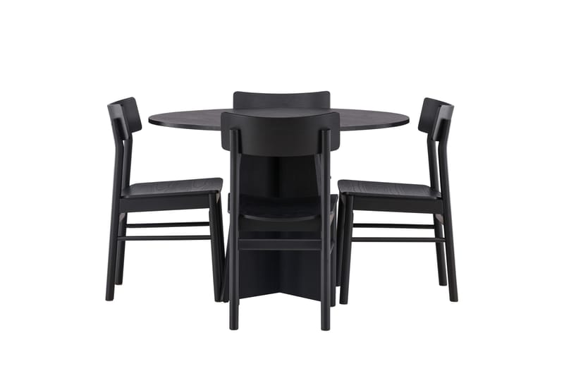 Bootcut Ruokailuryhmä + 4 tuolia Pyöreä, Musta