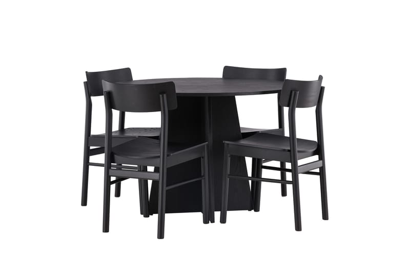 Bootcut Ruokailuryhmä + 4 tuolia Pyöreä - Musta - Huonekalut - Pöytä & ruokailuryhmä - Ruokailuryhmä