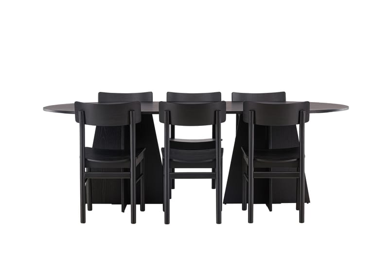 Bootcut Ruokailuryhmä + 6 tuolia, Musta