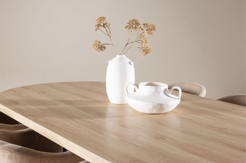 Bootcut Ruokailuryhmä 230 cm Suorakulmainen jossa 6 Evelina tuolia - Whitewash/Beige - Huonekalut - Pöytä & ruokailuryhmä - Ruokailuryhmä