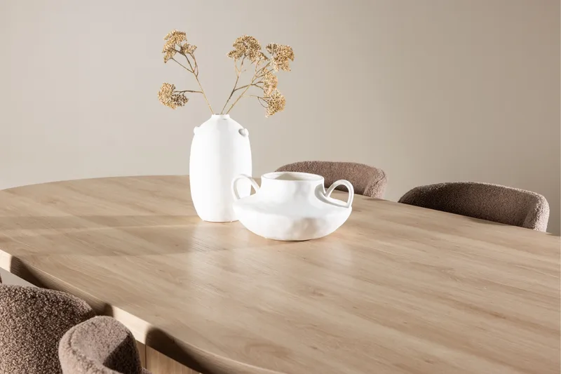 Bootcut Ruokailuryhmä 230 cm Suorakulmainen jossa 6 Modesto tuolia - Whitewash/Ruskea - Huonekalut - Pöytä & ruokailuryhmä - Ruokailuryhmä