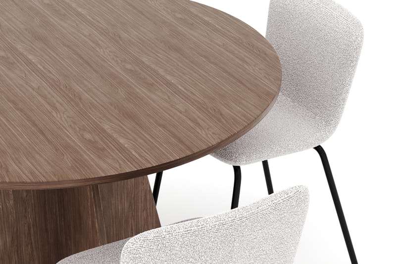 Bootcut Pyöreä Pieni Pähkinäruokapöytä 110 cm ja 4 Katy Ruokatuolia - Huonekalut - Pöytä & ruokailuryhmä - Ruokailuryhmä