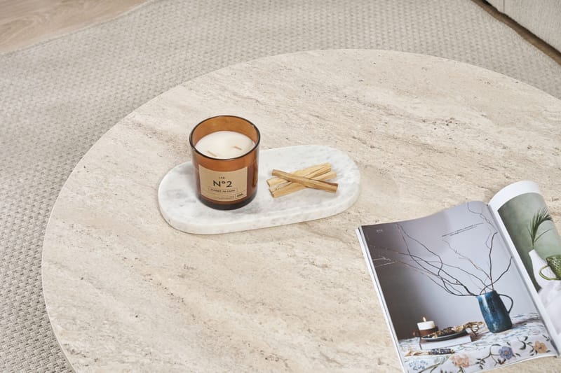 Boro sohvapöytä 90x40x90 cm - Travertine ja pähkinäpuu - Huonekalut - Pöytä & ruokailuryhmä - Sohvapöytä