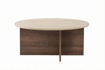 Boro sohvapöytä 90x40x90 cm - Travertine ja pähkinäpuu - Huonekalut - Pöytä & ruokailuryhmä - Sohvapöytä