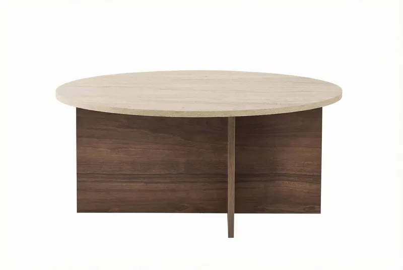 Boro sohvapöytä 90x40x90 cm, Travertine ja pähkinäpuu