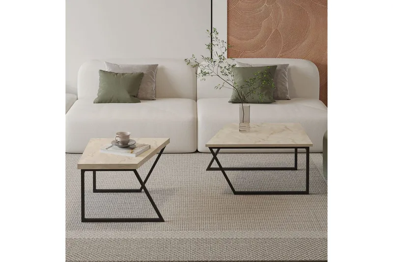 Bulskoll Sohvapöytä 120 cm - Travertiini - Huonekalut - Pöytä & ruokailuryhmä - Apupöytä & sivupöytä - Sarjapöytä