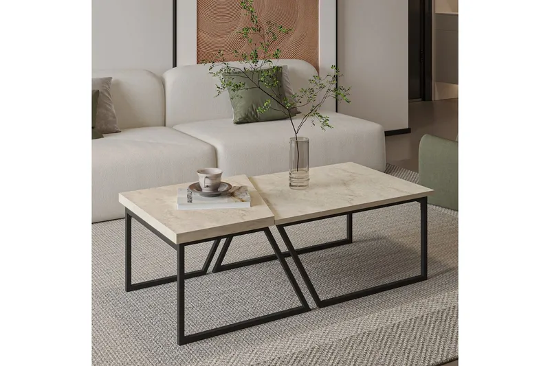 Bulskoll Sohvapöytä 120 cm - Travertiini - Huonekalut - Pöytä & ruokailuryhmä - Apupöytä & sivupöytä - Sarjapöytä