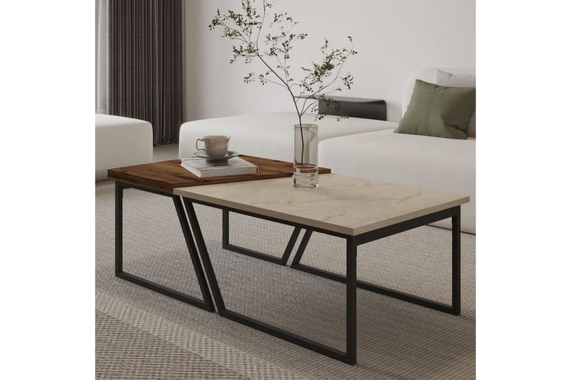 Bulskoll Sohvapöytä 120 cm - Travertiini/Pähkinä - Huonekalut - Pöytä & ruokailuryhmä - Sohvapöytä