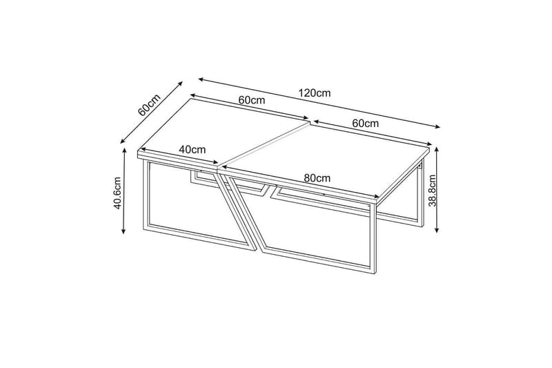 Bulskoll Sohvapöytä 120 cm - Travertiini/Pähkinä - Huonekalut - Pöytä & ruokailuryhmä - Sohvapöytä