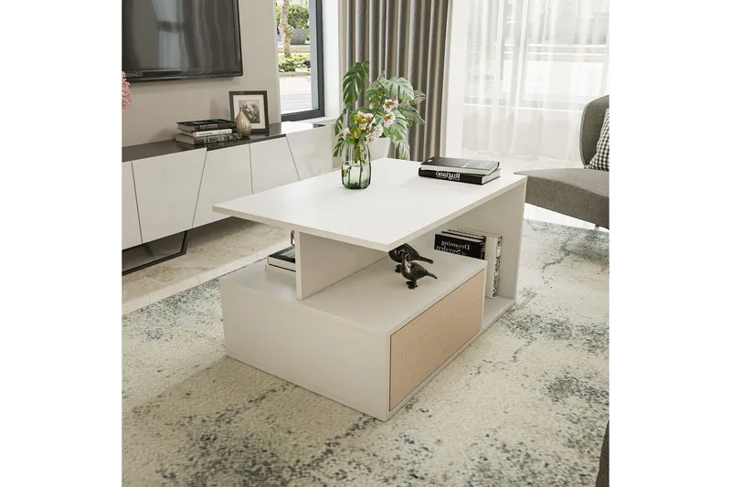 Bulvari Sohvapöytä 90 cm - Beige/Valkoinen - Huonekalut - Pöytä & ruokailuryhmä - Sohvapöytä