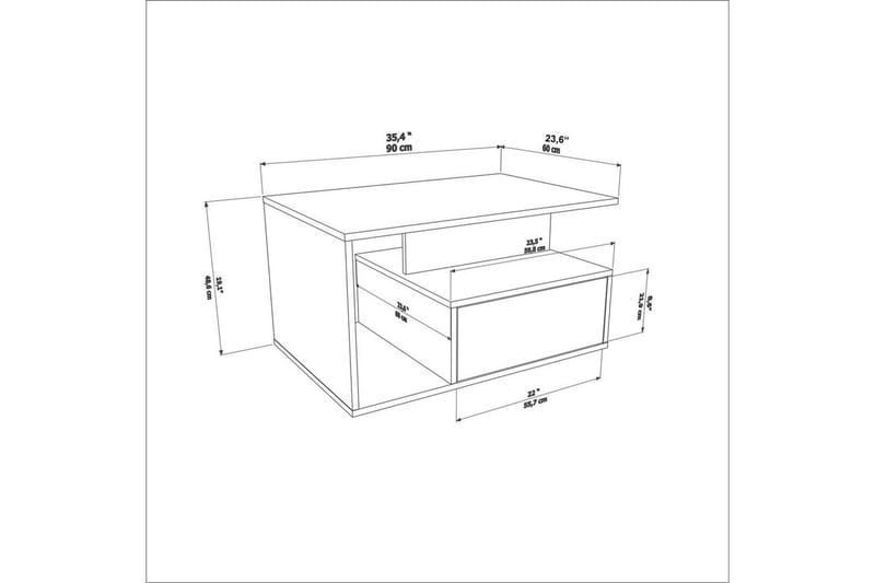 Bulvari Sohvapöytä 90 cm - Pähkinä - Huonekalut - Pöytä & ruokailuryhmä - Sohvapöytä