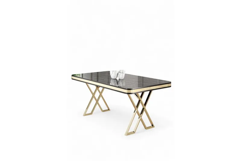 Calchera Ruokapöytä 130 cm Suorakulmainen - Musta Marmori/Keltainend - Huonekalut - Pöytä & ruokailuryhmä - Ruokapöydät & keittiön pöydät