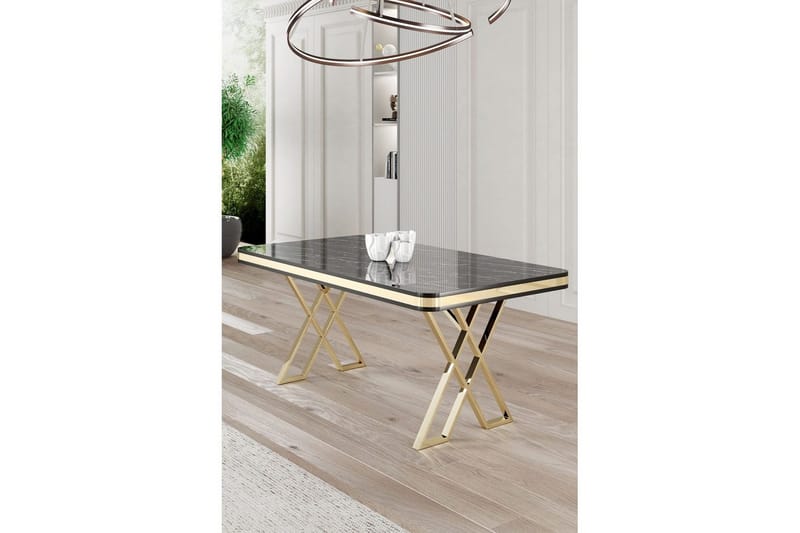 Calchera Ruokap öytä 130 cm Suorakulmainen - Musta Marmori/Keltainend - Huonekalut - Pöytä & ruokailuryhmä - Ruokapöydät & keittiön pöydät