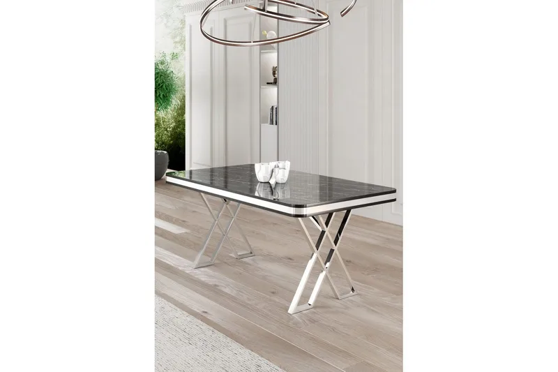 Calchera Ruokapöytä 130 cm Suorakulmainen - Musta Marmori/Kromi - Huonekalut - Pöytä & ruokailuryhmä - Ruokapöydät & keittiön pöydät