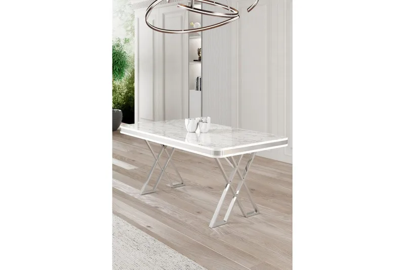 Calchera Ruokapöytä 130 cm Suorakulmainen - Valkoinen Marmori/Kromi - Huonekalut - Pöytä & ruokailuryhmä - Ruokapöydät & keittiön pöydät