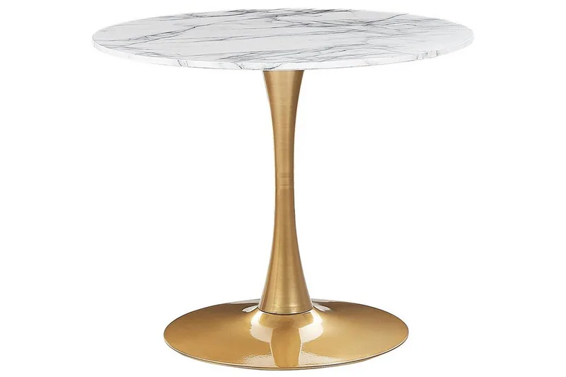 Calmar Ruokapöytä 90 cm Pyöreä, Valkoinen Kulta