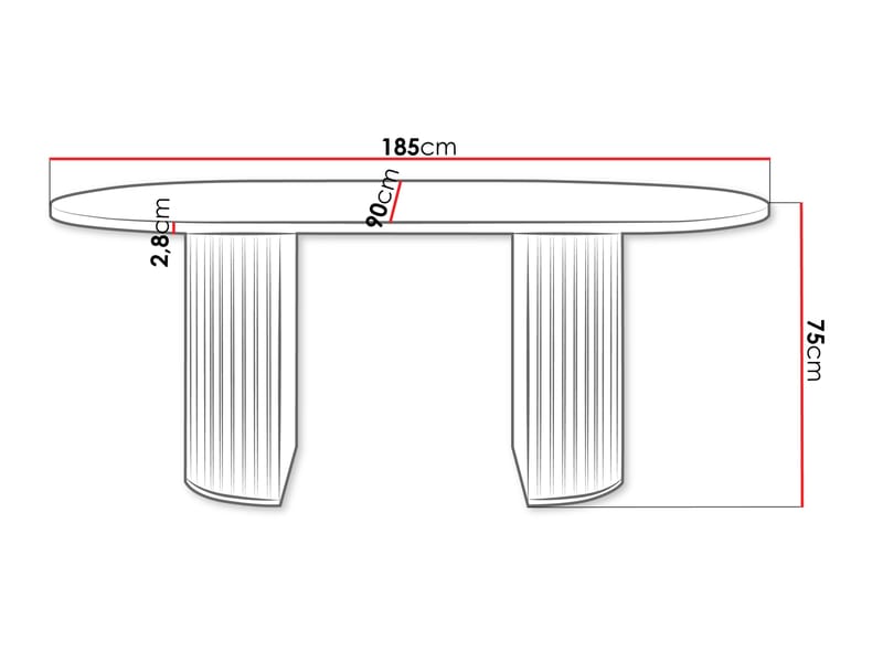 Calvion Ovaali ruokapöytä 185 cm - ruskea - Huonekalut - Pöytä & ruokailuryhmä - Ruokapöydät & keittiön pöydät