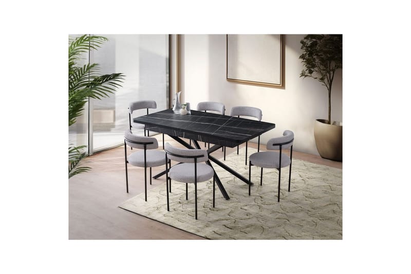 Cassel Ruokapöytä 160 cm Suorakulmainen - Musta/Valkoinen - Huonekalut - Pöytä & ruokailuryhmä - Ruokapöydät & keittiön pöydät