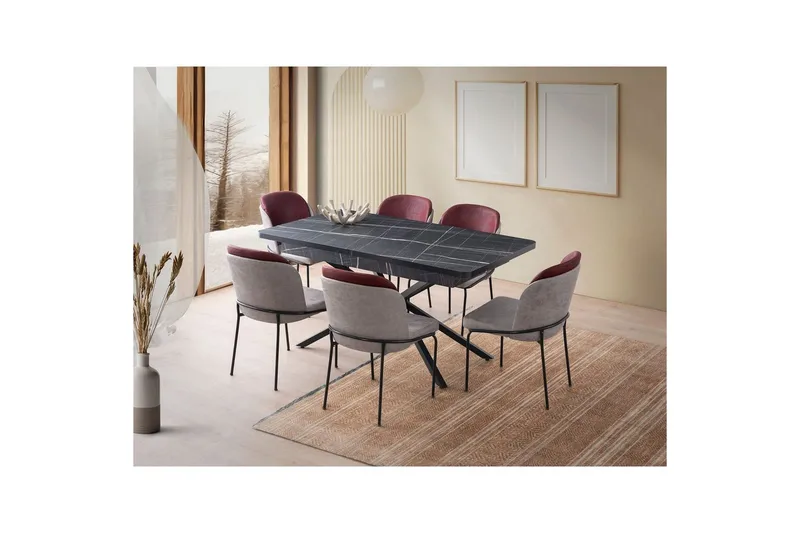 Cassel Ruokapöytä 160 cm Suorakulmainen - Musta/Valkoinen - Huonekalut - Pöytä & ruokailuryhmä - Ruokapöydät & keittiön pöydät