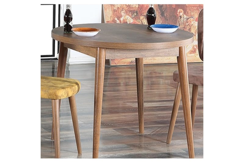 Cavuria Ruokapöytä 90 cm Pyöreä - Pähkinä - Huonekalut - Pöytä & ruokailuryhmä - Ruokapöydät & keittiön pöydät