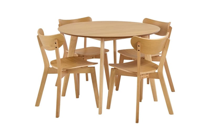 Celtik Ruokailuryhmä Pyöreä 105 Cm + 4 Ruokapöydän Tuolia - Beige - Huonekalut - Pöytä & ruokailuryhmä - Ruokailuryhmä