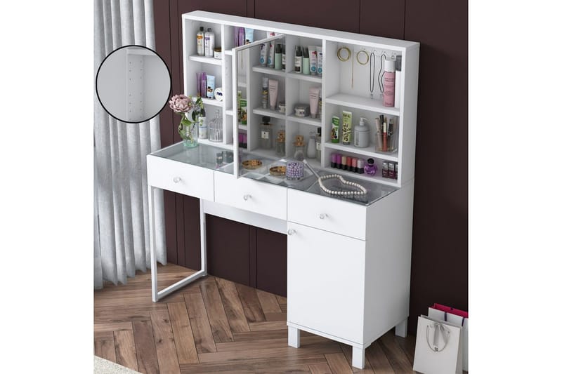 Ceris Kampauspöytä 120 cm - Valkoinen - Huonekalut - Pöytä & ruokailuryhmä - Meikki- & kampauspöydät