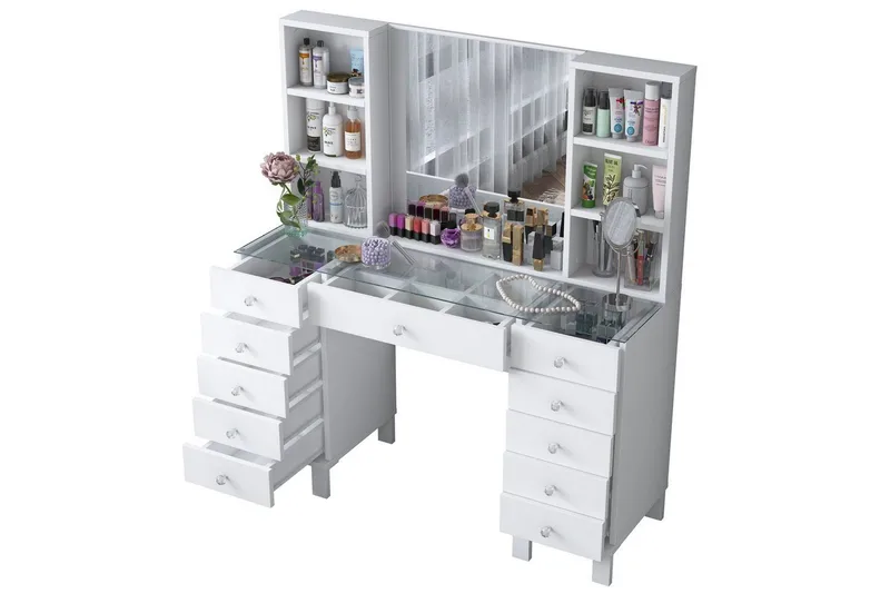 Ceylon Kampauspöytä 120 cm - Valkoinen - Huonekalut - Pöytä & ruokailuryhmä - Meikki- & kampauspöydät - Meikkipöytä peilillä