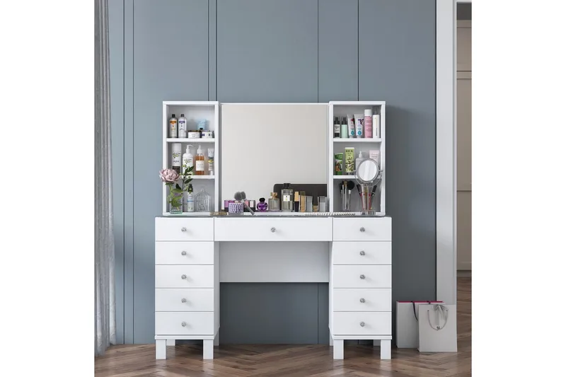 Ceylon Kampauspöytä 120 cm - Valkoinen - Huonekalut - Pöytä & ruokailuryhmä - Meikki- & kampauspöydät - Meikkipöytä peilillä