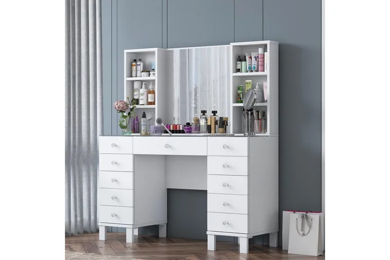 Ceylon Kampauspöytä 120 cm - Valkoinen - Huonekalut - Pöytä & ruokailuryhmä - Meikki- & kampauspöydät - Meikkipöytä peilillä