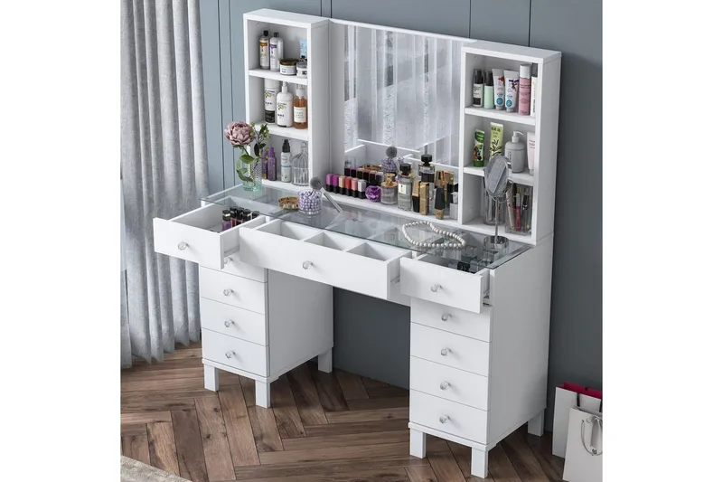 Ceylon Kampauspöytä 120 cm - Valkoinen - Huonekalut - Pöytä & ruokailuryhmä - Meikki- & kampauspöydät - Meikkipöytä peilillä