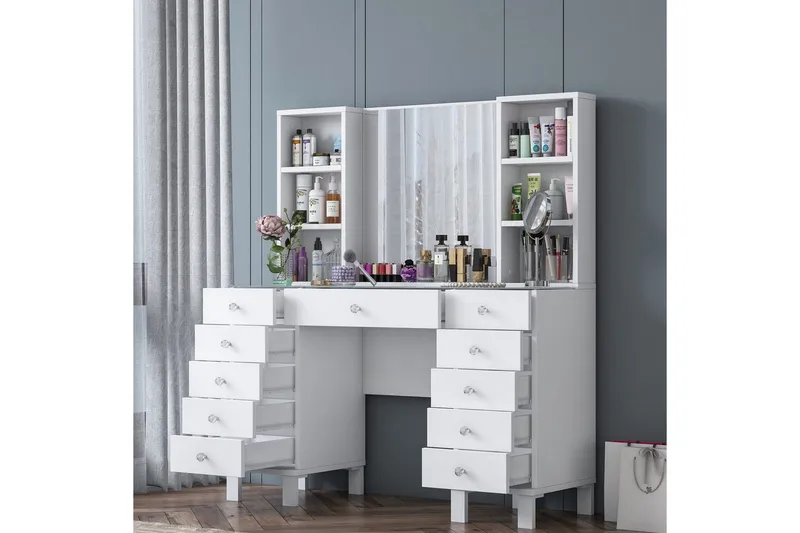 Ceylon Kampauspöytä 120 cm - Valkoinen - Huonekalut - Pöytä & ruokailuryhmä - Meikki- & kampauspöydät - Meikkipöytä peilillä