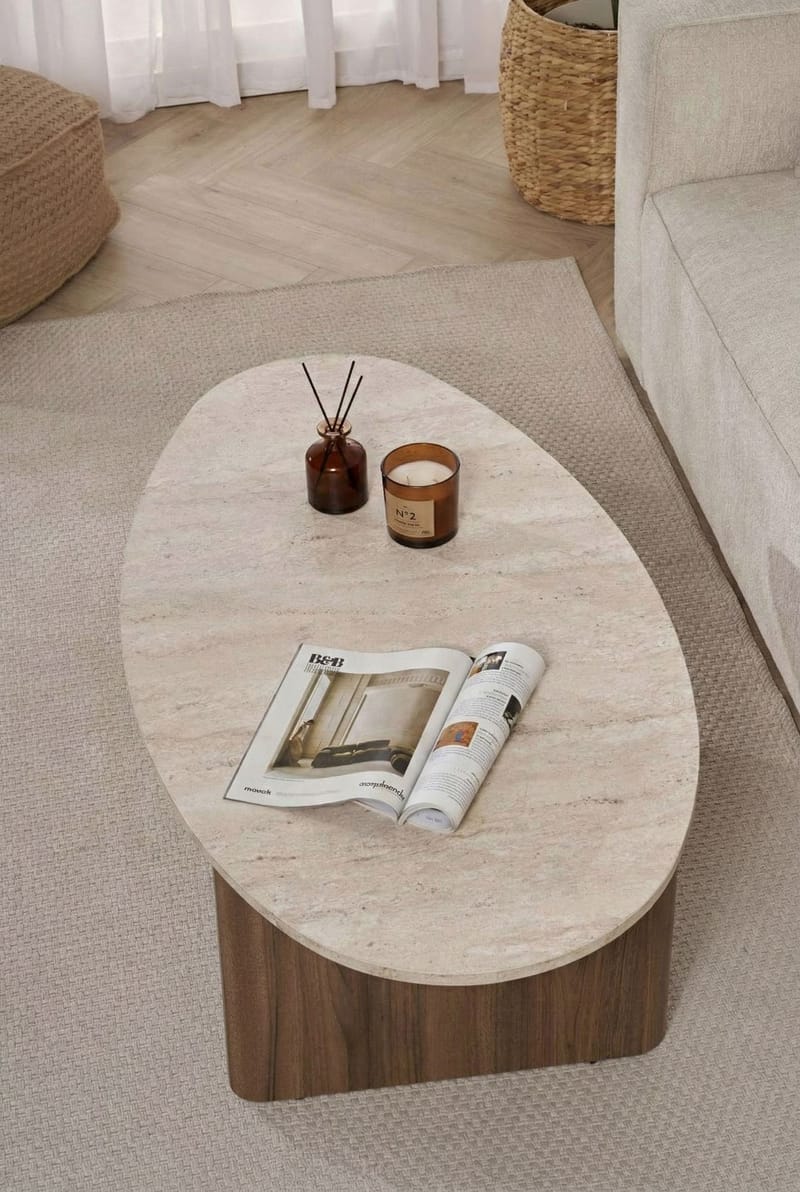 Ceyra sohvapöytä 120x40x65 cm - Travertine Walnut - Huonekalut - Pöytä & ruokailuryhmä - Sohvapöytä