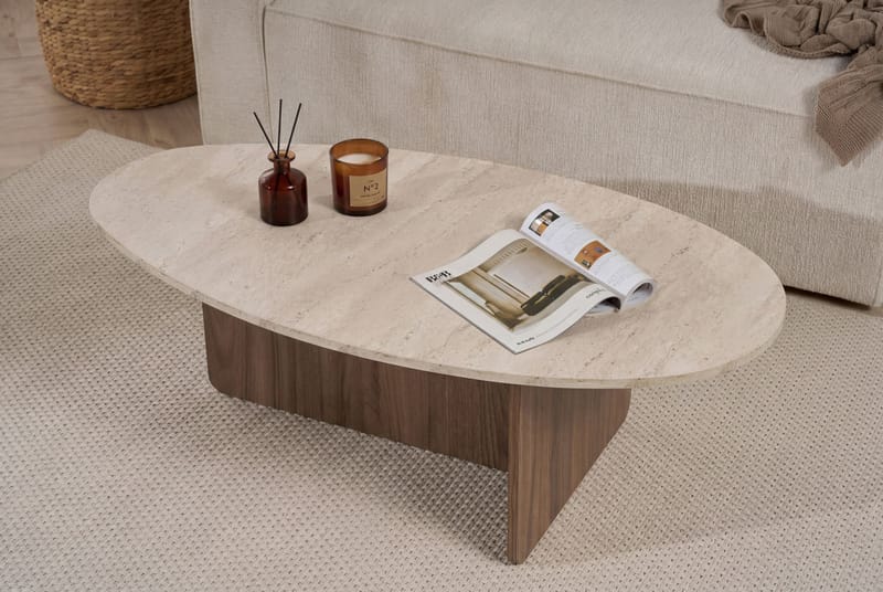 Ceyra sohvapöytä 120x40x65 cm - Travertine Walnut - Huonekalut - Pöytä & ruokailuryhmä - Sohvapöytä